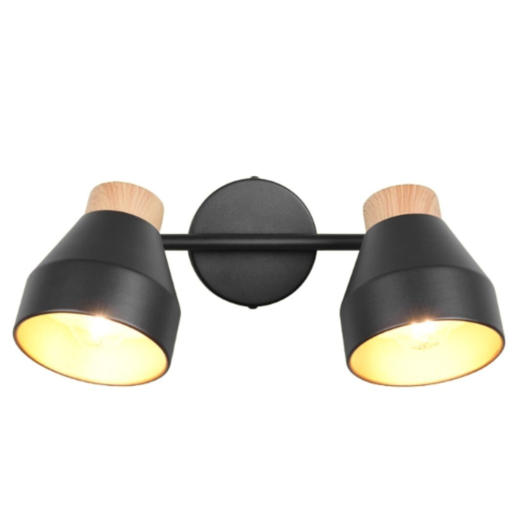 R81922032 FOCO TECHO/PARED 2xE14 VALENTIN NEGRO TRIO