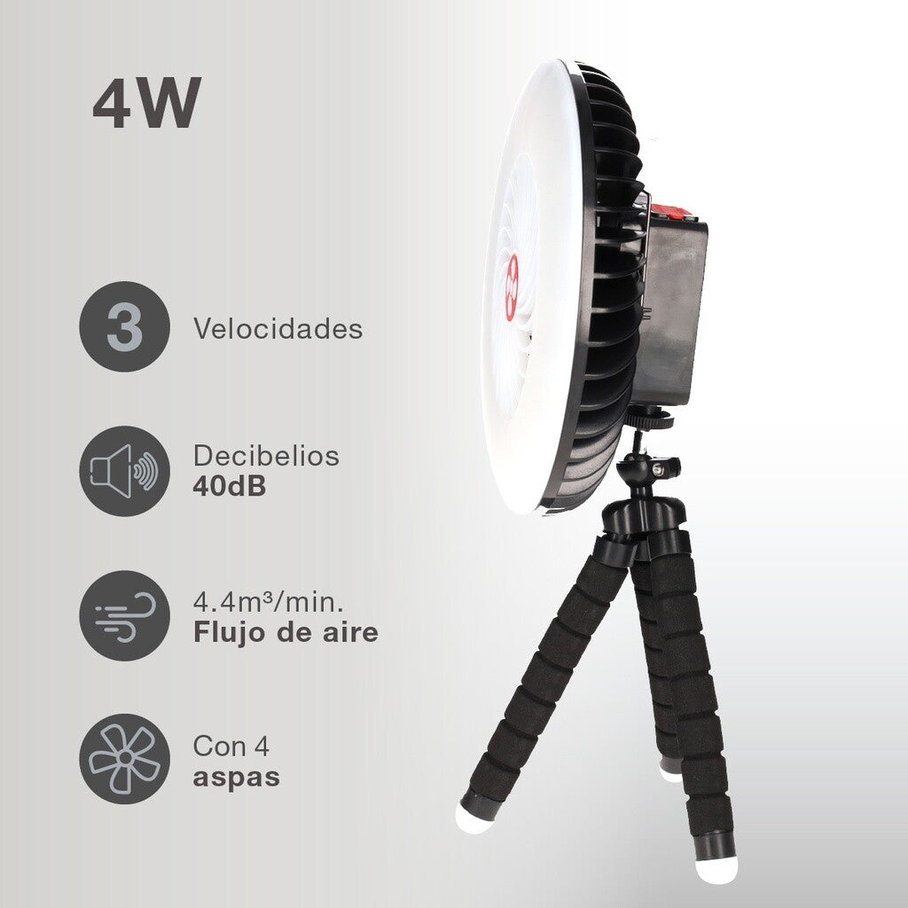 300040005 MINI VENTILADOR SOLAR CON LUZ Y TRIPODE FLEXIBLE TANAMI NIAROS