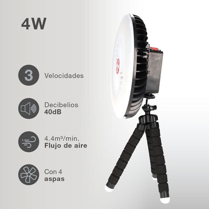 300040005 MINI VENTILADOR SOLAR CON LUZ Y TRIPODE FLEXIBLE TANAMI NIAROS