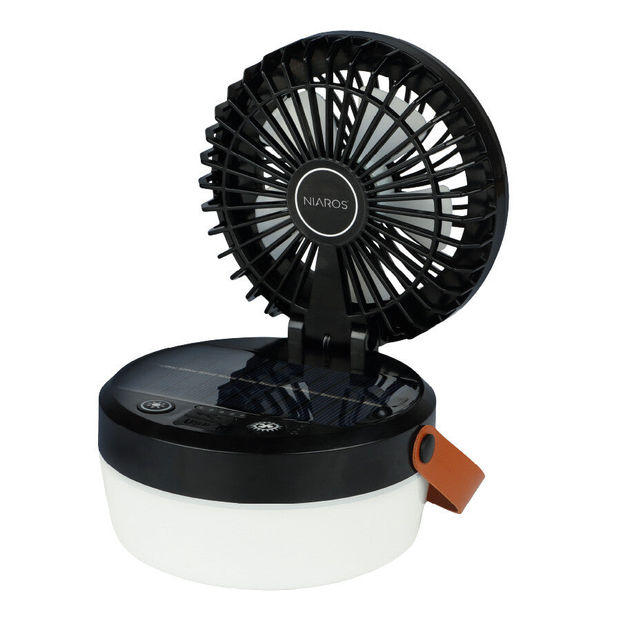 300045001 VENTILADOR SOBREMESA SOLAR C/LUZ 10W NEGRO ATABEY NIAROS