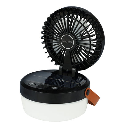 Ventilador Solar Portátil Atabey 10W con Luz LED Powerbank 3 Velocidades Negro Niaros