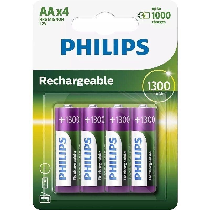4 x PILA RECARGABLE AA 1300mAh PHILIPS