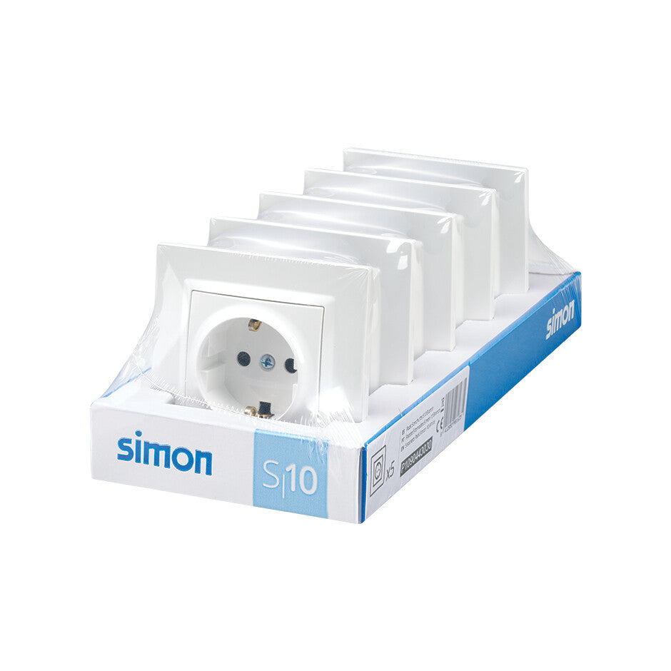 P1090443030 PACK 5 BASES SCHUKO BLANCAS SERIE 10 SIMON