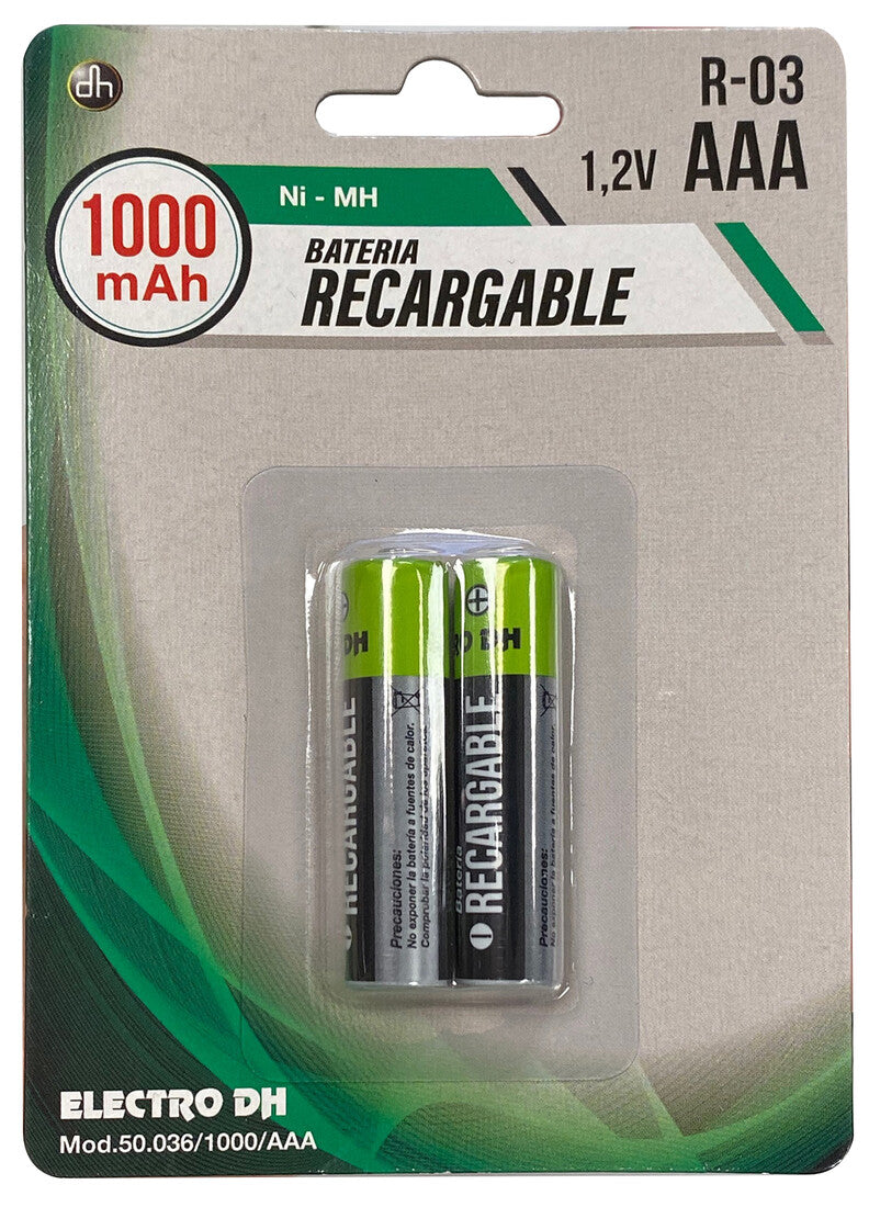 50.036/1000/AAA BL 2ud PILA RECARGABLE R-03 AAA DH