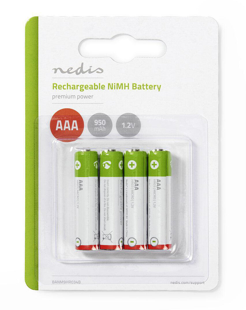BANM9HR034B 4 x PILA RECARGABLE R3 AAA 1.2V NI-MH NEDIS