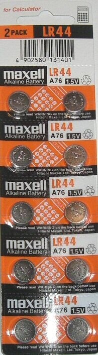 10 x PILA BOTON LR44 MAXELL ALCALINA