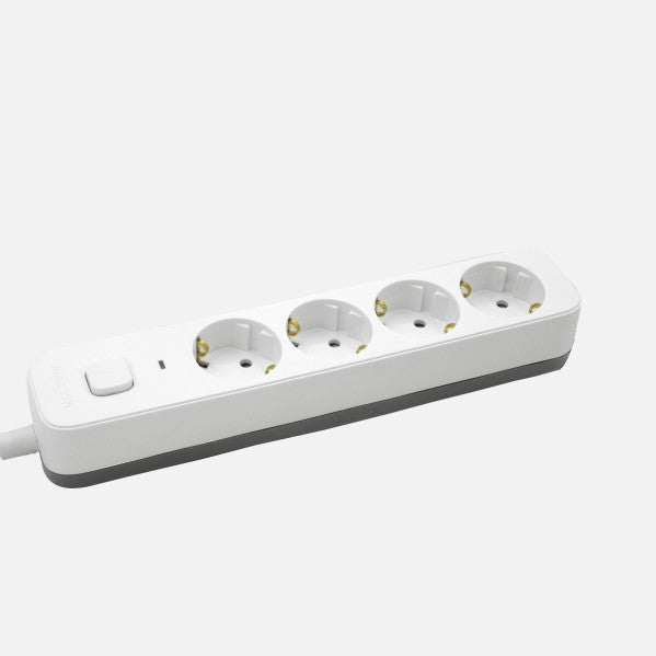 Alargadera Dalton C/cable 1,5m 3gx1,5mm Blanco/gris 4enchufes+interruptor,prtotecc.para Niños, Indicador Luminoso 4x5x25cm