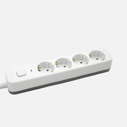 Alargadera Dalton C/cable 1,5m 3gx1,5mm Blanco/gris 4enchufes+interruptor,prtotecc.para Niños, Indicador Luminoso 4x5x25cm