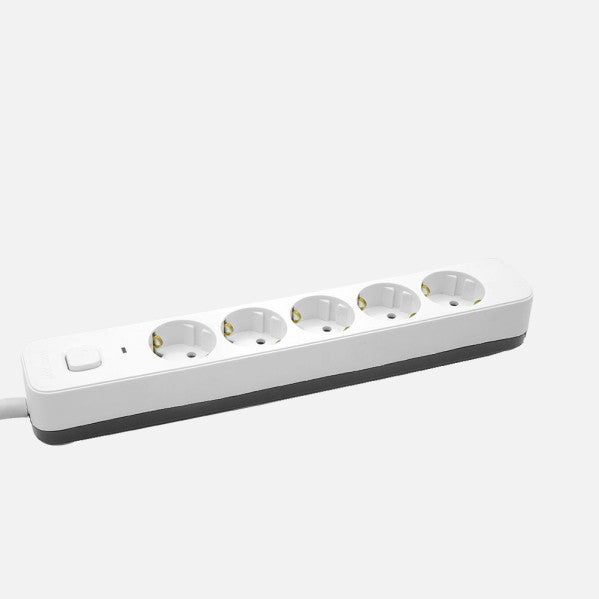 Alargadera Dalton C/cable 1,5m 3gx1,5mm Blanco/gris 5enchufes+interruptor,prtotecc.para Niños, Indicador Luminoso  4x5x31cm