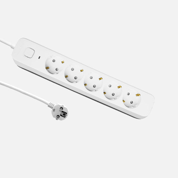 Alargadera Dalton C/cable 1,5m 3gx1,5mm Blanco/gris 5enchufes+interruptor,prtotecc.para Niños, Indicador Luminoso  4x5x31cm