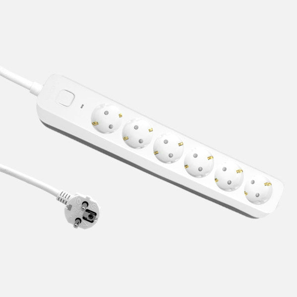 Alargadera Dalton C/cable 1,5m 3gx1,5mm Blanco/gris 6enchufes+interruptor,prtotecc.para Niños, Indicador Luminoso 4x5x34cm