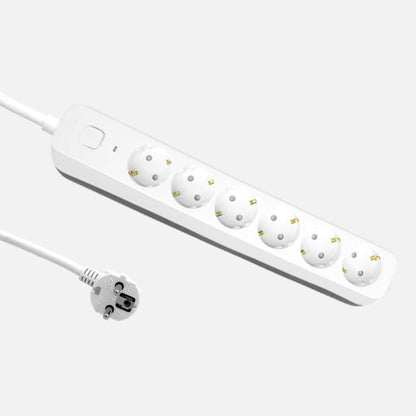 Alargadera Dalton C/cable 1,5m 3gx1,5mm Blanco/gris 6enchufes+interruptor,prtotecc.para Niños, Indicador Luminoso 4x5x34cm
