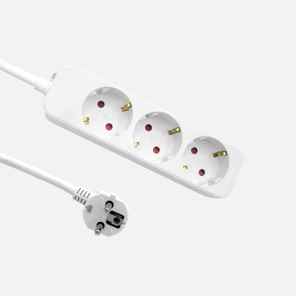Alargadera Florey Cable 3m 3gx1,5mm2, 3enchufes Blanco 4x5x16cm