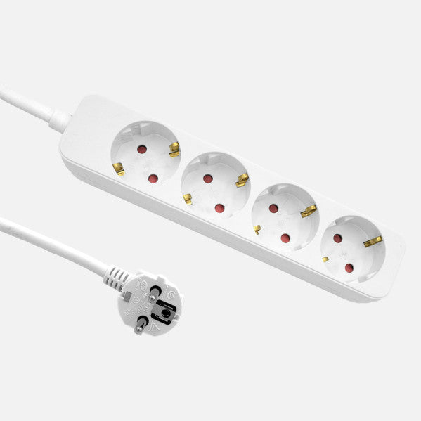 Alargadera Florey Cable 3m 3gx1,5mm2, 4enchufes Blanco  4x4x22cm