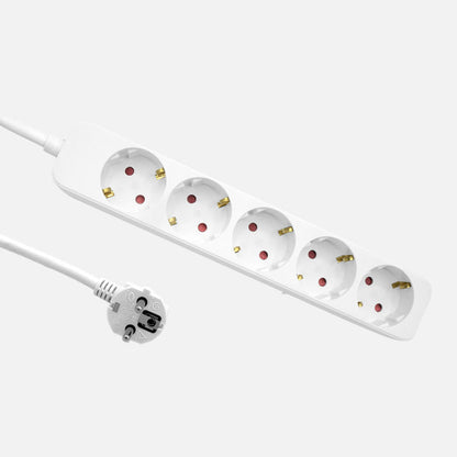 Alargadera Florey Cable 3m 3gx1,5mm2,  5enchufes Blanco 4x4x25cm