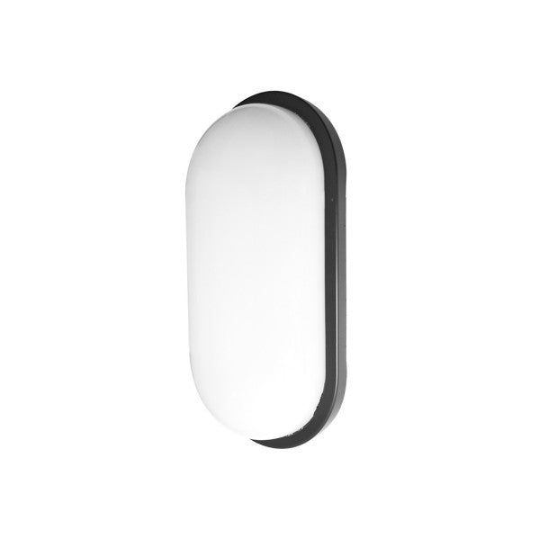 Aplique 12w 6500k Pirineo Oval Negro Ip54 1176lm 21x11x7cm