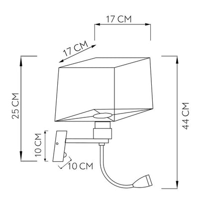 Aplique 3w 4000k+1xe27 Stephen Cuero/pantalla Beis 285lm 38x17x20cm Doble Encendido