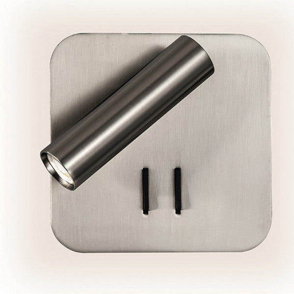 Aplique 2+6w 4000k Manet Cuadrado Niquel 130lm  Doble Encendido 14x14x12 Cm