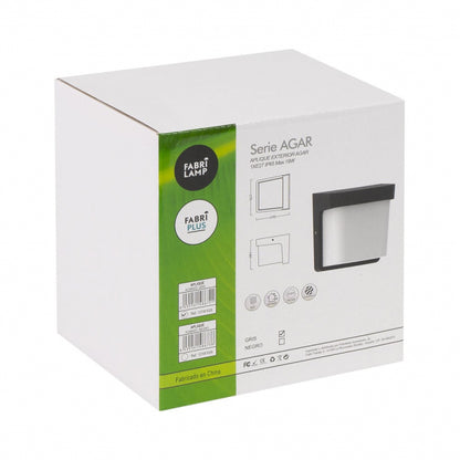 Aplique Exterior Agar 1xe27 Gris Ip65 Policarbonato  17x17x14 Cm