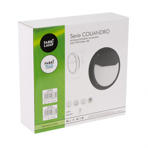 Aplique Exterior Coliandro 2xe27 Negro Policarbonato  9,4x30d  Ip65