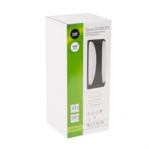 Aplique Exterior Daikon 1xe27 Negro Ip65 Policarbonato  13,2x32x13 Cm
