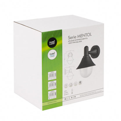 Aplique Exterior Mentol 1xe27 Negro Ip44  Policarbonato   25x18,1x23,2 Cm