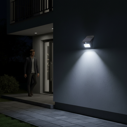 Aplique Solar LED Egoda Negro 3W CCT 3000K-4000K-6500K Sensor Movimiento y Crepuscular GSC
