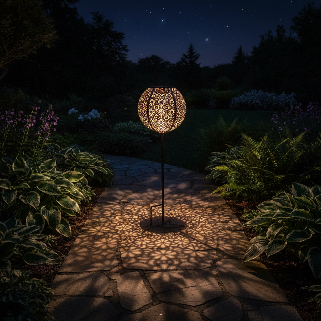Baliza Solar Retro Metálica 45cm Efecto Sombras Galix