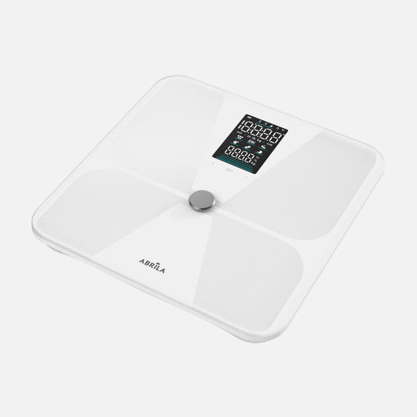 Bascula Bath Chayton Cap.180kg White Glass Temp6mm Display Analis15dat. Memory Bluetooth 2,5x28x28cm