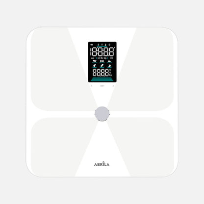 Bascula Bath Chayton Cap.180kg White Glass Temp6mm Display Analis15dat. Memory Bluetooth 2,5x28x28cm