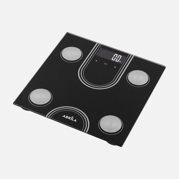 Bascula Bath Jacy Cap.180kg Black Glass Temp5mm Imc Display Memoria10perfiles 2,3x28x28cm