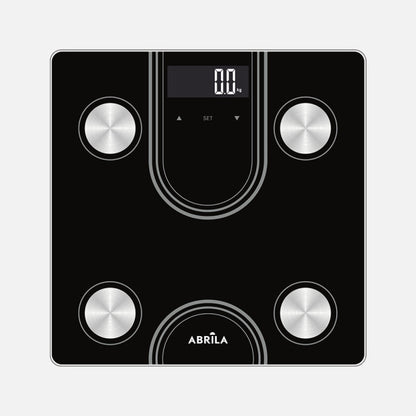 Bascula Bath Jacy Cap.180kg Black Glass Temp5mm Imc Display Memoria10perfiles 2,3x28x28cm