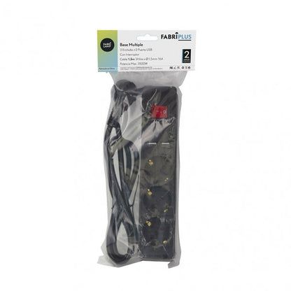 Base Multiple 3 Enc+2 Usb E Interruptor 3500w Cable 1,5m 3gx1,5mm De Cobre