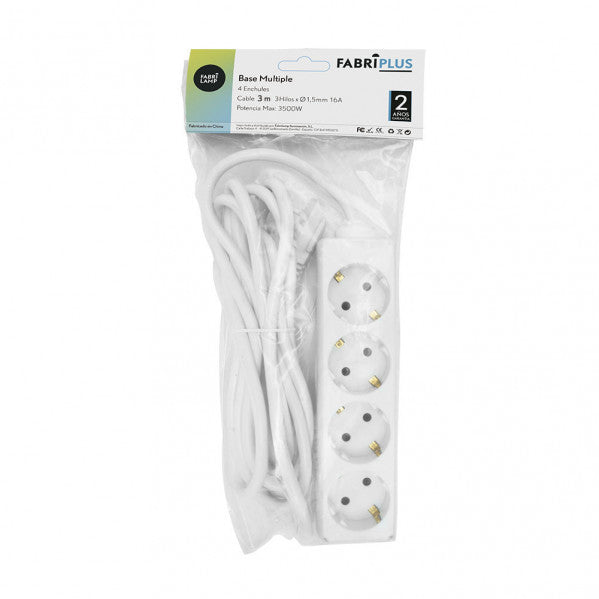 Base Multiple 4 Enchufes Cable 3m 3gx1,5mm Cobre 3500w Max