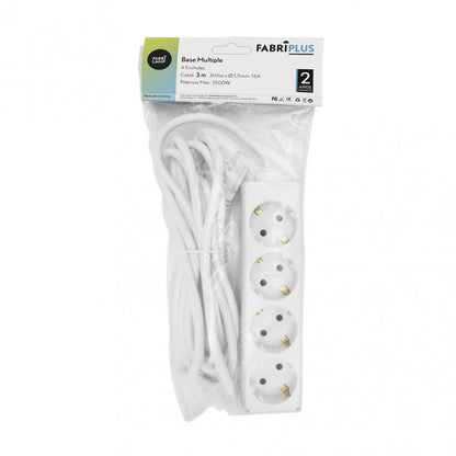 Base Multiple 4 Enchufes Cable 3m 3gx1,5mm Cobre 3500w Max