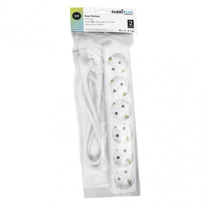 Base Multiple 6 Enchufes Cable 3m 3gx1,5mm Cobre 3500w Max
