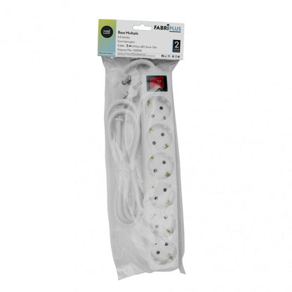 Base Multiple 6 Enchufes E Interruptor Cable 3m 3gx1,5mm De Cobre 3500w Max