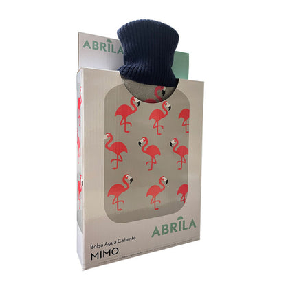 Bolsa Agua Caliente Mimo 1,7l Forro Gris Flamencos 20x32x4cm Flexible Agradable Al Tacto