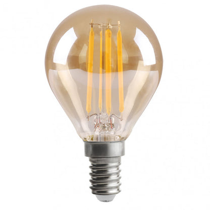 Bombilla Filamento Esferica 7x4,5d 4w 380lm E14  Ambar 2700k