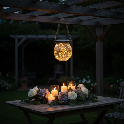 Bote Vidrio Solar Decorativo Luz Cálida con Asa Galix | Suministros Figmar
