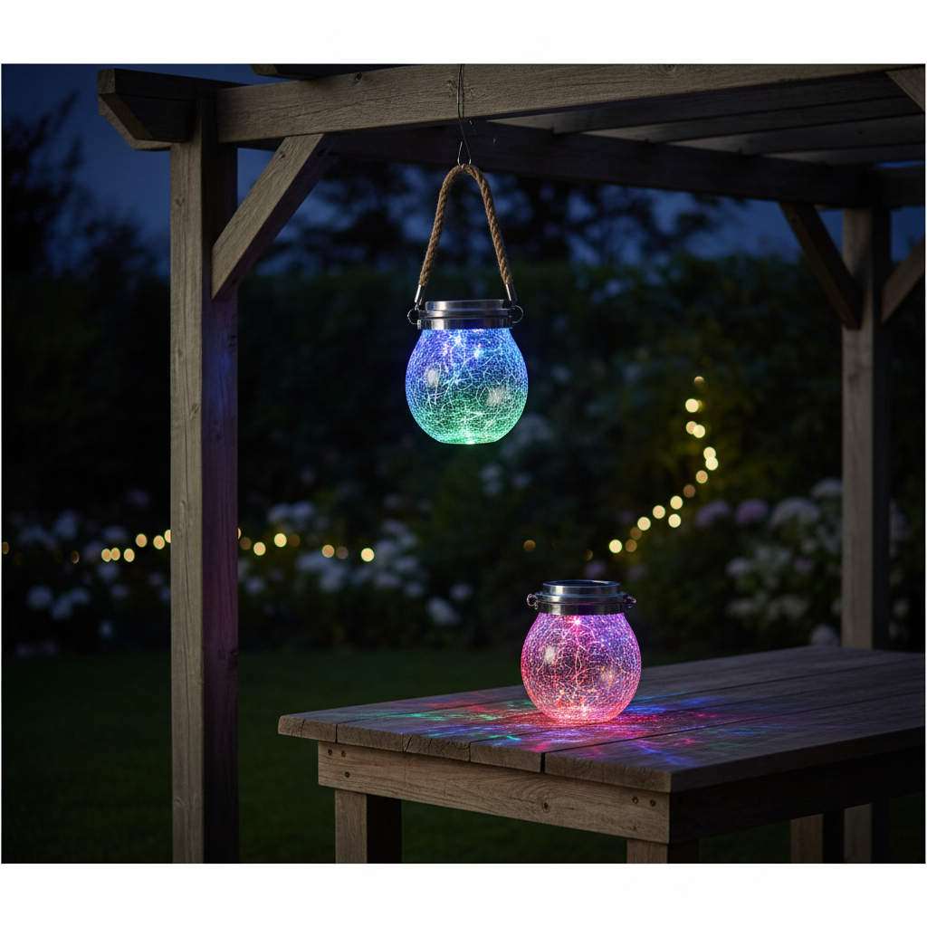 Bote Vidrio Solar Decorativo RGB con Asa Galix