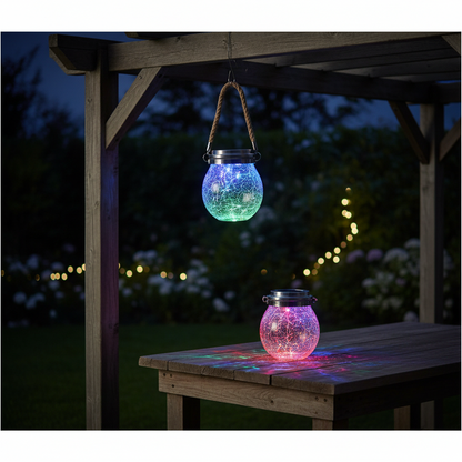 Bote Vidrio Solar Decorativo RGB con Asa Galix