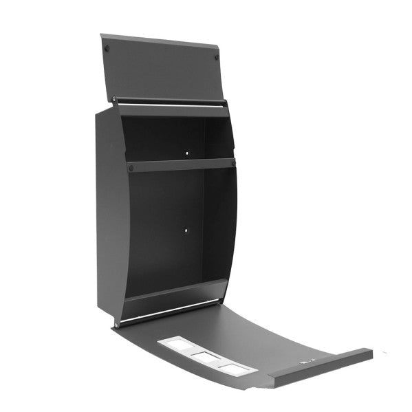 Buzon De Correo Mate Acero Galvanizado Gris 45x31x10 Cm De Diseño Antilluvia, Cerradura Cilindrica