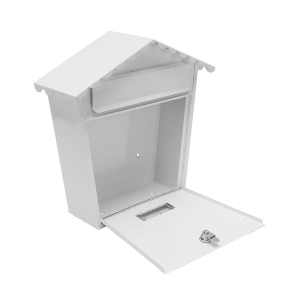 Buzon De Correo Olena Acero Galvanizado Blanco 37x36x13,5 Cm Tejado Antilluvia, Cerradura Cilindrica