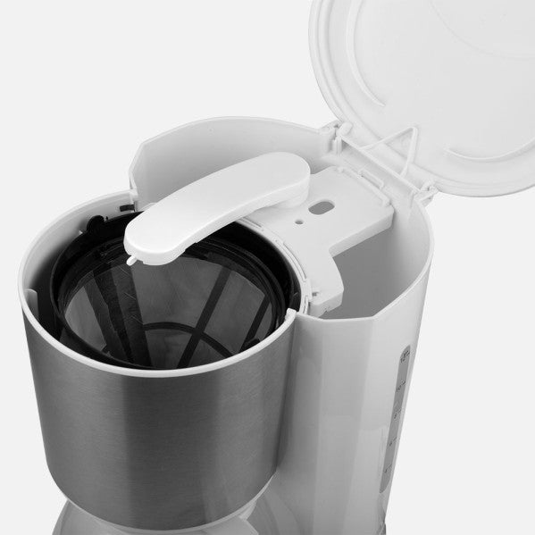 Cafetera De Goteo Gruta 15tazas Blanca 900w Filtro Permanente Jarra Cristal 1,5l Acabado Acero Inoxidable