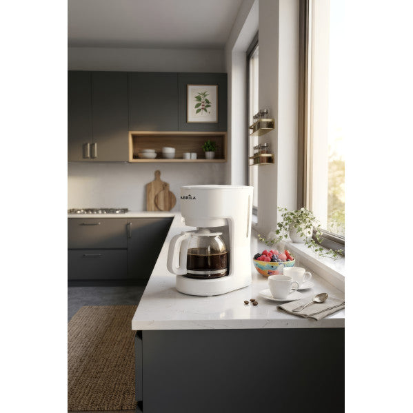 Cafetera De Goteo Valkiria 12tazas Blanco 680w Filtro Permanente Jarra Cristal 1,2l Placa Calorif. 29x18x22cm
