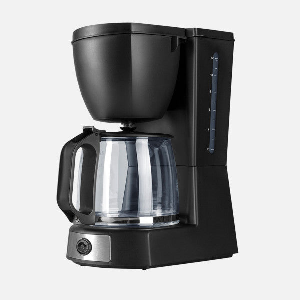 Cafetera De Goteo Valkiria 12tazas Negro 680w Filtro Permanente Jarra Cristal 1,2l Placa Calorif. 29x18x22cm