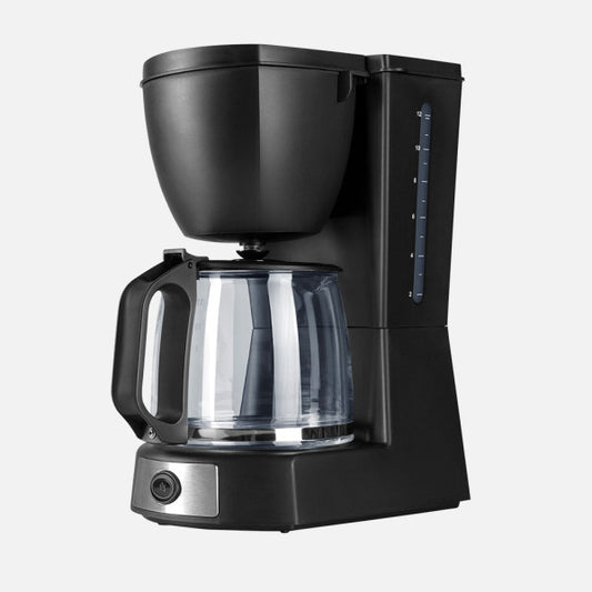 Cafetera De Goteo Valkiria 12tazas Negro 680w Filtro Permanente Jarra Cristal 1,2l Placa Calorif. 29x18x22cm