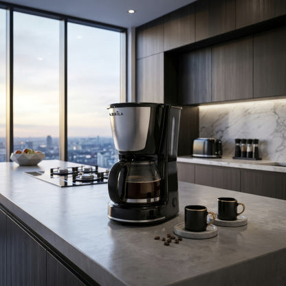 Cafetera De Goteo Wanda 6tazas Negro 550w Filtro Permanente Jarra Cristal 0,75l Placa Calorif. 26,5x10,5x20,5cm