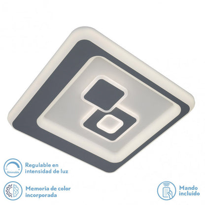 Ceiling light 100w 3000-4000-6500k White/Grey Enif Cuad. 7x48x 48cm 13500lm C.Remote,memory And Regulator